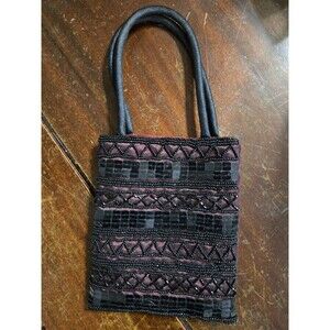 90s Burgundy Black Beaded small Purse Whimseygoth Grunge